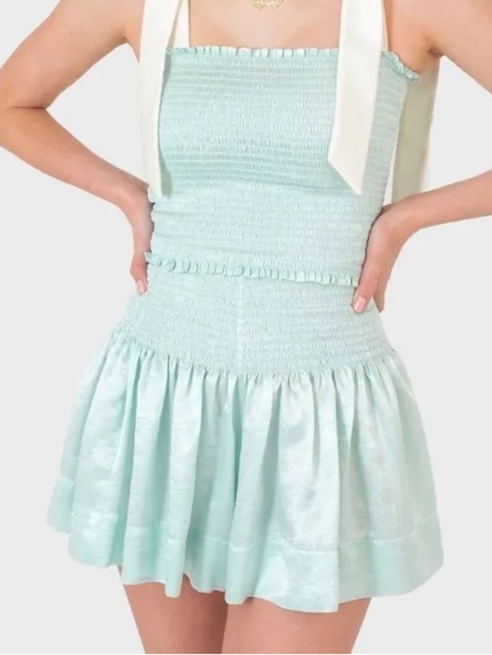 Mint pearl Smocked Erica  Koch skirt